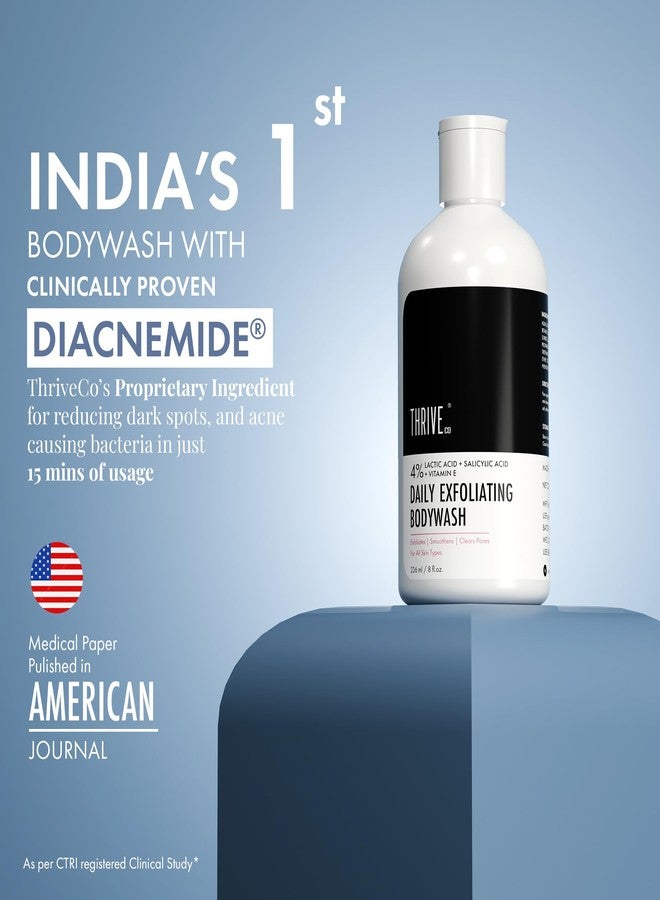 Thriveco Exfoliating Body Wash | Prevents Body Acne, Tan & Dead Skin Removal | With Lactic, Salicylic Acid, Vitamin E & Diacnemide® | Daily Use Shower Gel | For Men & Women | 236ml - Image 2