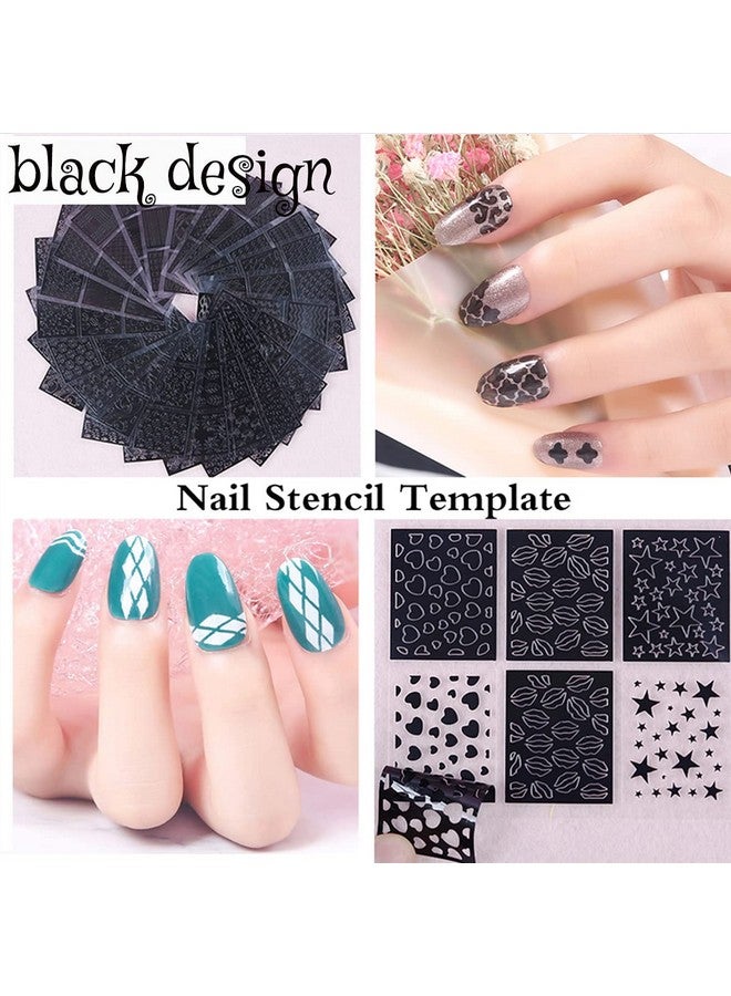 Furimuk Nail Stencils For Nail Art Reusablenail Vinyl Stencils Sticker 144 Pieces 72 Designshollow Diy Manicure Decoration Decals French Tip Nail Guides Supplies（24 Sheets）. - Image 3