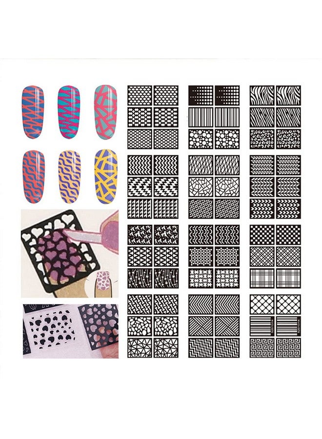 Furimuk Nail Stencils For Nail Art Reusablenail Vinyl Stencils Sticker 144 Pieces 72 Designshollow Diy Manicure Decoration Decals French Tip Nail Guides Supplies（24 Sheets）. - Image 2