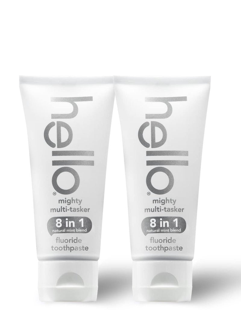 Hello hello Mighty Multitasker Fluoride Toothpaste, 8-in-1 Toothpaste with Minty Flavor, Anticavity, Antigingivitis, Antisensitivity, Strengthens Enamel and Whitens, 2 Pack, 4.0 Oz Tubes  - Image 1