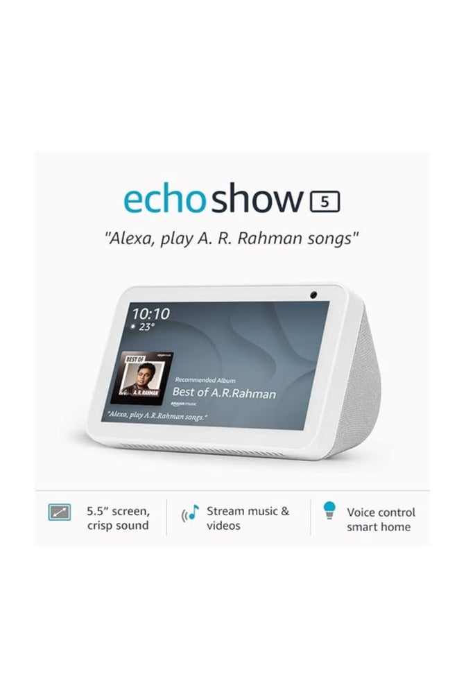 ECHO Echo Show 5 (3rd Gen) Smart Speaker with 5.5" Screen & Alexa Voice Recognition & Control, White 