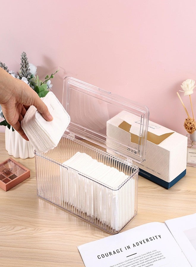 GUSHBIN Plastic Clean Pads Holder Rectangular Pad Dispenser for Makeup Desktop Organizer with Lid for Bathroom Vanity - Image 2