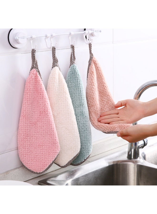 NIBEMINENT 4 Pcs Small Towels with Hanging Loop，Hand Dry Towels for Kitchen & Bathroom, Super Absorbent Soft Small Hanging Towel Set with Hanging Loop (4 Colors)  - Image 1