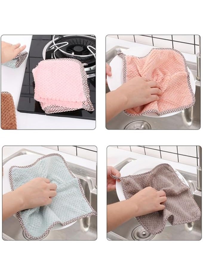 NIBEMINENT 4 Pcs Small Towels with Hanging Loop，Hand Dry Towels for Kitchen & Bathroom, Super Absorbent Soft Small Hanging Towel Set with Hanging Loop (4 Colors)  - Image 3