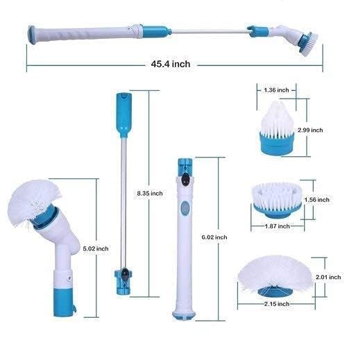 PERDANT Electric Spin Scrubber Bathroom Tiles Cleaner Tool with 3 Replaceable Brushes Bathroom Scrubber Cleaning Brush Heads Cordless, Adjustable Extension Arm (White) - Image 2
