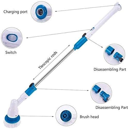 PERDANT Electric Spin Scrubber Bathroom Tiles Cleaner Tool with 3 Replaceable Brushes Bathroom Scrubber Cleaning Brush Heads Cordless, Adjustable Extension Arm (White) - Image 3