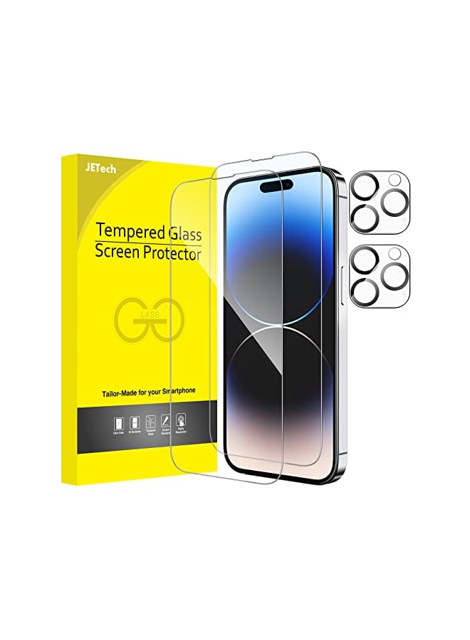 Jetech Full Coverage Screen Protector For Iphone 14 Pro 6.1-Inch With Camera Lens Protector, Tempered Glass Film, Hd Clear, 2-Pack Each - Image 2