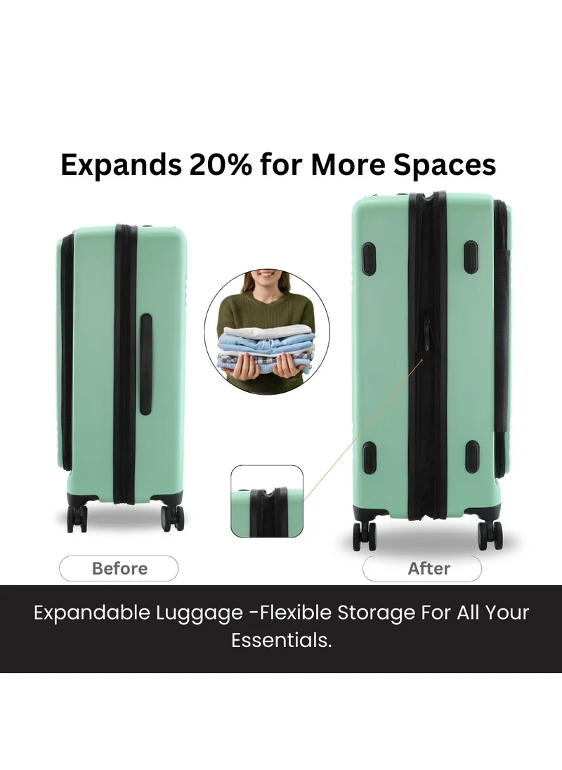 ناشيونال چيوغرافيك National Geographic Lodge Travel Suitcase Set, 100% PC Durable Lightweight Hard Shell Expandable Luggage, 4 Double Wheel, TSA Lock 3pcs Trolley Bag Jade (20+24+28 Inch).