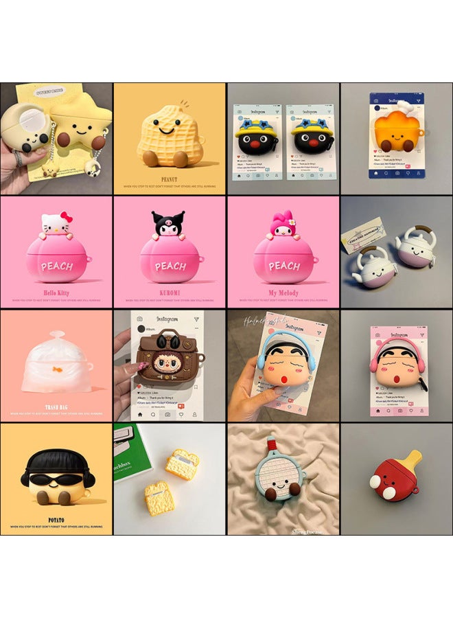 Cartoon Apple Wireless Bluetooth Headset Protective Cover For Airpods4 Generation Silicone Cover Creative Soft Case-Colour:Music Blue Shin-chan + Pendant-Applicable Model:Airpods 3rd Generation - Image 2