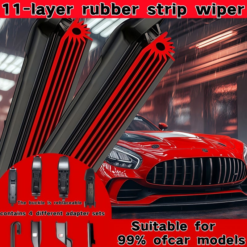 1pc 16in Car Windshield Wiper Blade With 4 Replacement Heads - Image 1