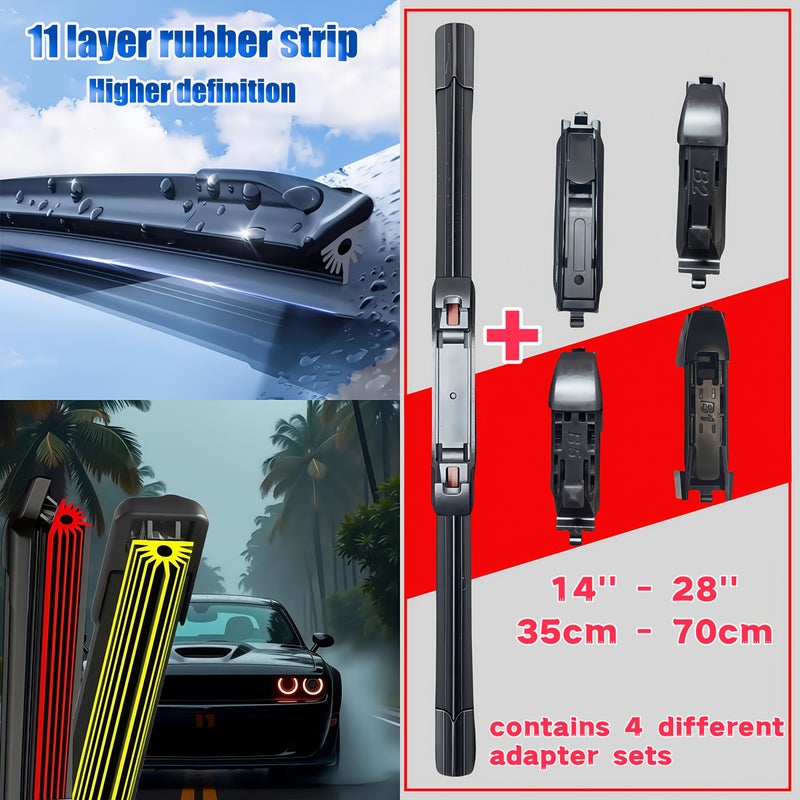 1pc 16in Car Windshield Wiper Blade With 4 Replacement Heads - Image 2