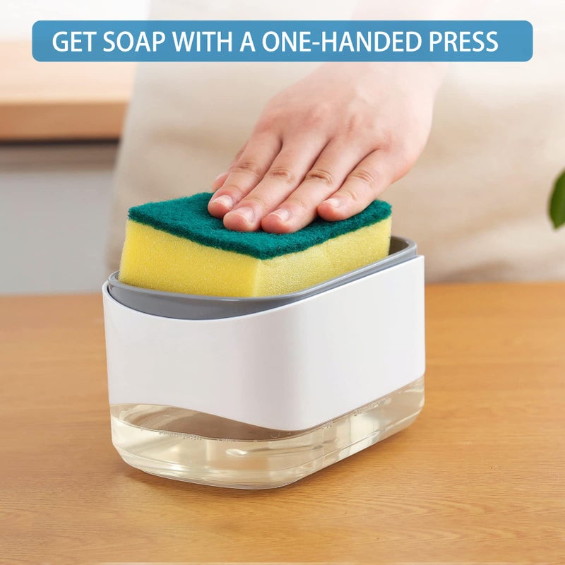 RUFCRIL Soap Pump Dispenser and Sponge Holder, 12oz / 350ml Dish Soap Dispenser for Kitchen,White - Image 4