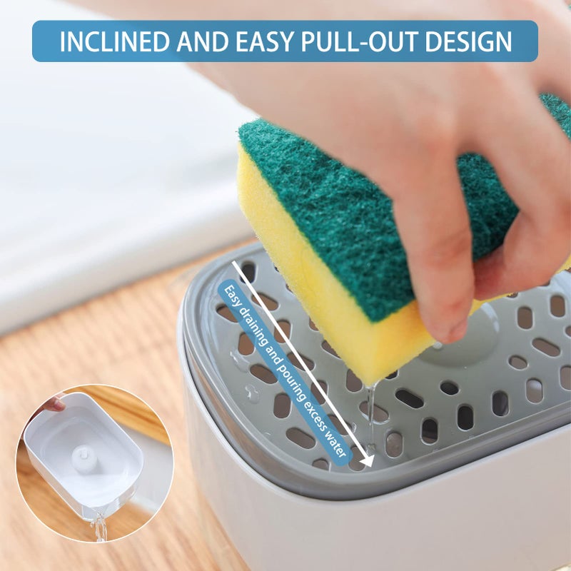 RUFCRIL Soap Pump Dispenser and Sponge Holder, 12oz / 350ml Dish Soap Dispenser for Kitchen,White - Image 5