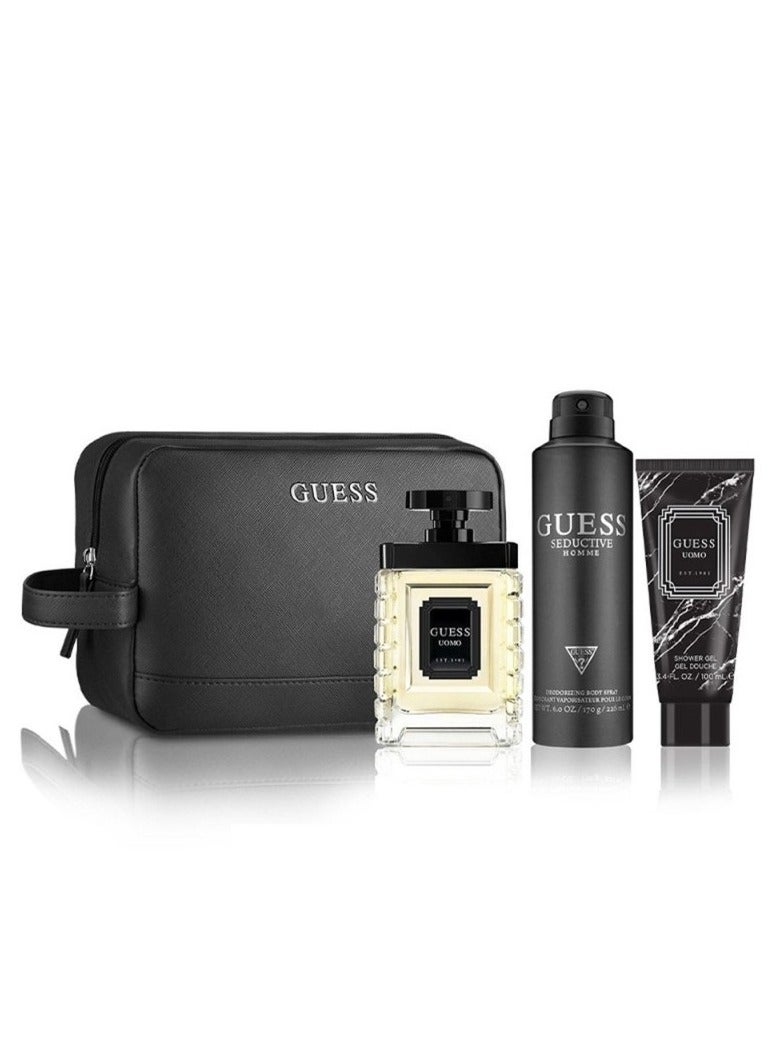 جس مجموعة هدايا أومو للرجال - عطر أو دي تواليت 100 مل + جل استحمام 100 مل + بخاخ للجسم 170 جم + حقيبة