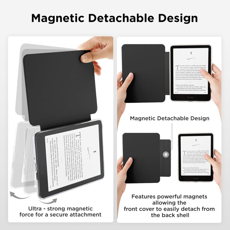 SESENSE Detachable Magnetic Case for 7'' Kindle Paperwhite 12th Gen 2024 and Kindle Colorsoft Signature Edition, Slim PU Shell Cover Case with Auto Wake/Sleep, Black - Image 3