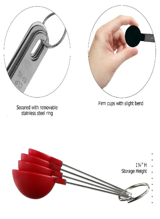 Reston Lloyd Reston Lloyd 4pc Measuring Spoons for Dry & Liquid Ingredients, Food Grade Plastic with Stainless Steel Handles, Red  - Image 3