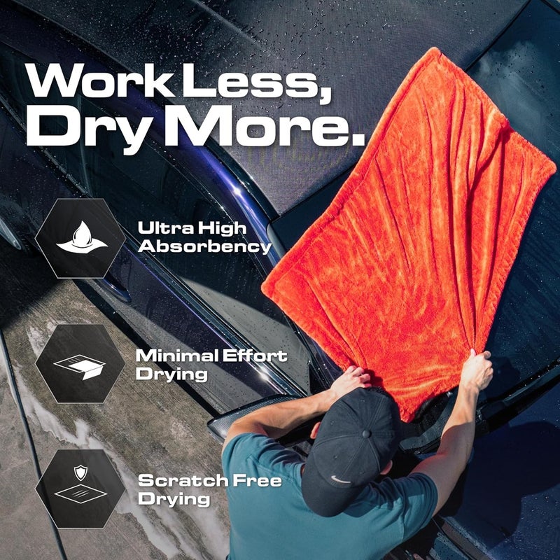 BlackLine Car Drying Towel - 2ft x 3ft XL, #1 Car Detailing Accessory - 1300 GSM Microfiber Towel - Absorbs Over 8lbs of Water - Leaves No Streaks, Spots or Scratches - Dries an Entire Car - Image 2