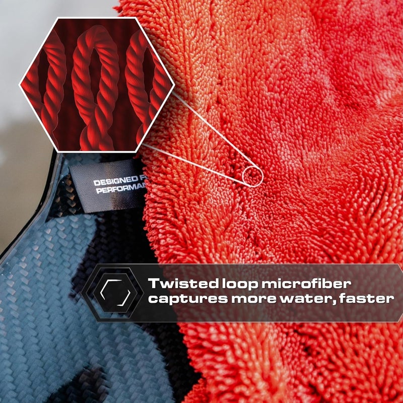 BlackLine Car Drying Towel - 2ft x 3ft XL, #1 Car Detailing Accessory - 1300 GSM Microfiber Towel - Absorbs Over 8lbs of Water - Leaves No Streaks, Spots or Scratches - Dries an Entire Car - Image 4