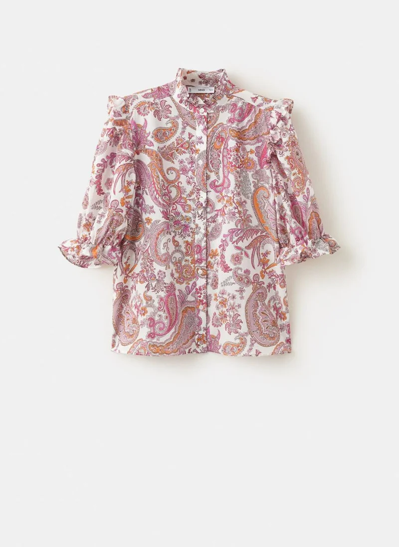 Mango 02-OFFWHITE Paisley Print Ruffle Blouse for Women | Best Price UAE