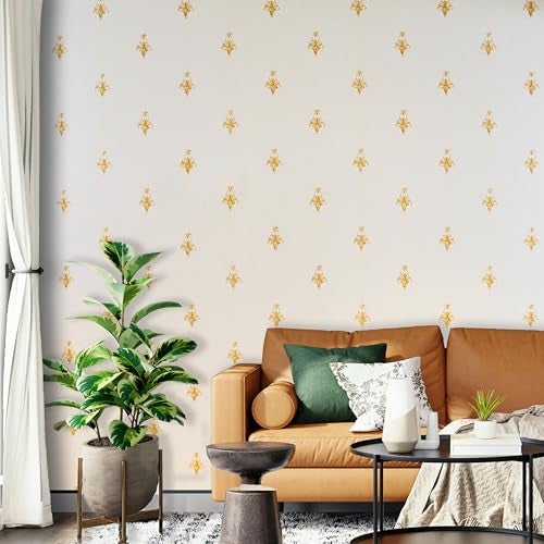 wolpin Non-Woven Wallpaper Non-Adhesive (53 x 950 CM) (Beige) | Beige Textured Motifs Wallpaper with Shine | Decorative Wall Covering for Home and Office (54.18 Sq Ft) - Image 4