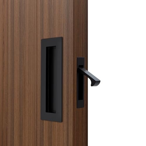 Dontay Sliding Pocket Door Handles 304 Stainless Steel Non Locking Pocket Door Hardware Recessed Flush Finger Pulls Heavy Duty Edge Pull 1 Set Matte Black 6 Inch - Image 1