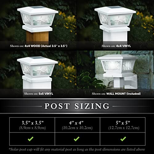 Classy Caps Fairmont Solar Post Cap, FS100W, White - High Performance, Energy Efficient, Weather-Resistant, Durable, Easy Installation, Adapters for 5"x5", 4"" x4, 3.5"x3.5" Posts, Wall/Post Mount - Image 3