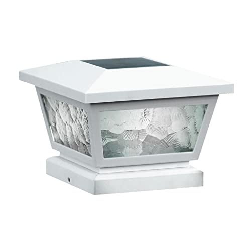 Classy Caps Fairmont Solar Post Cap, FS100W, White - High Performance, Energy Efficient, Weather-Resistant, Durable, Easy Installation, Adapters for 5"x5", 4"" x4, 3.5"x3.5" Posts, Wall/Post Mount - Image 1