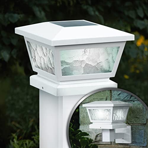 Classy Caps Fairmont Solar Post Cap, FS100W, White - High Performance, Energy Efficient, Weather-Resistant, Durable, Easy Installation, Adapters for 5"x5", 4"" x4, 3.5"x3.5" Posts, Wall/Post Mount - Image 2