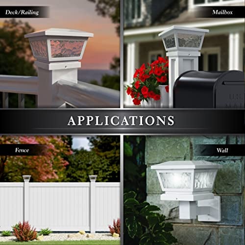 Classy Caps Fairmont Solar Post Cap, FS100W, White - High Performance, Energy Efficient, Weather-Resistant, Durable, Easy Installation, Adapters for 5"x5", 4"" x4, 3.5"x3.5" Posts, Wall/Post Mount - Image 5