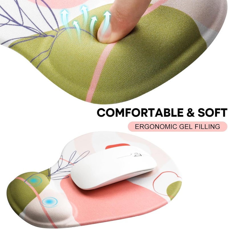 JIKIOU Mouse Pad, 2 Pack Ergonomic Mouse Pads with Comfortable Gel Wrist Rest Support and Smooth Cloth, Non-Slip PU Base for Easy Typing Pain Relief Durable and Easy to Clean Small Rose - Image 4