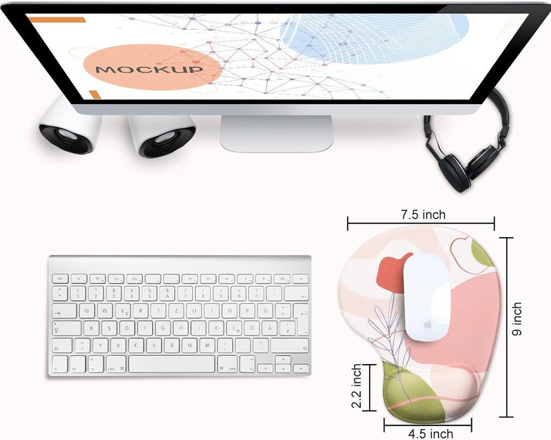 JIKIOU Mouse Pad, 2 Pack Ergonomic Mouse Pads with Comfortable Gel Wrist Rest Support and Smooth Cloth, Non-Slip PU Base for Easy Typing Pain Relief Durable and Easy to Clean Small Rose - Image 2