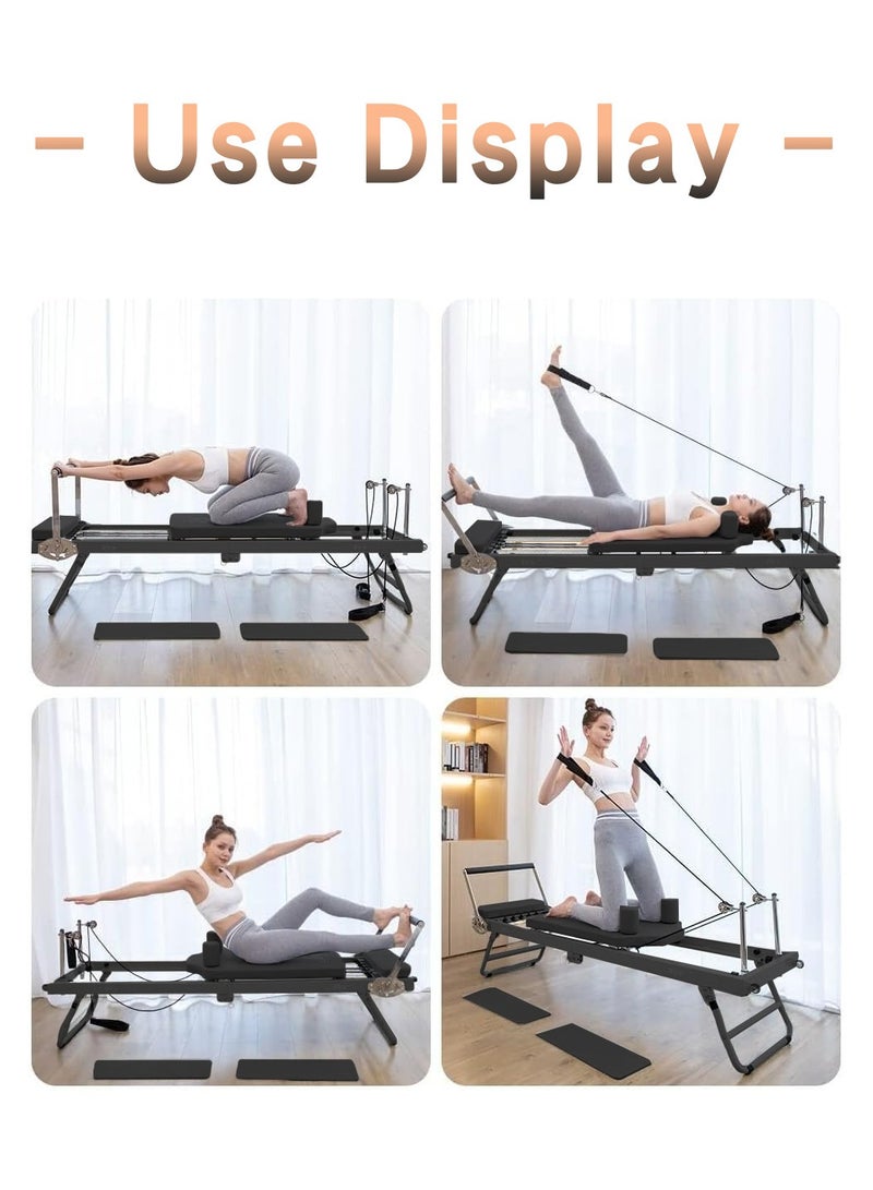 LEOKOR Pilates Reformer, Foldable Reformer Pilates Machine, Yoga Pilates Core Bed for Home and Gym Use, with Dual Resistance Springs and Cords, Pilates Equipment for Home Workouts with Jump Board Black  - Image 3