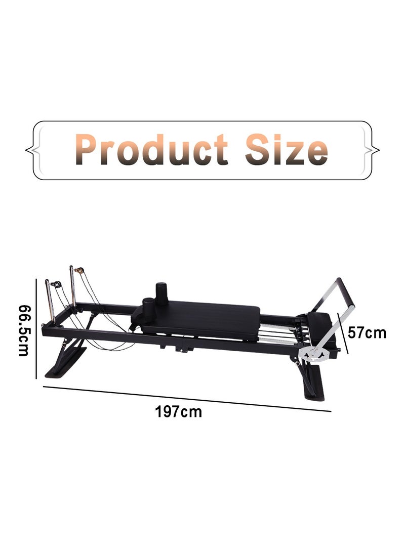 LEOKOR Pilates Reformer, Foldable Reformer Pilates Machine, Yoga Pilates Core Bed for Home and Gym Use, with Dual Resistance Springs and Cords, Pilates Equipment for Home Workouts with Jump Board Black  - Image 5