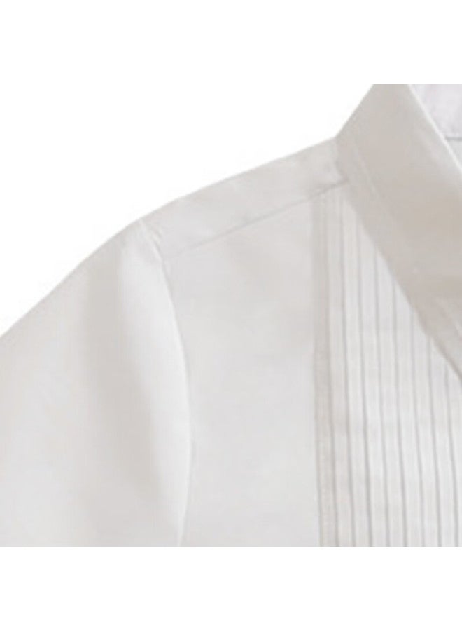 Luobobeibei Children's Shirt, Summer Boys' Korean-style Turn-down Collar Shirt, Fashionable Undershirt For Young Children, White-1, 120 - Image 4