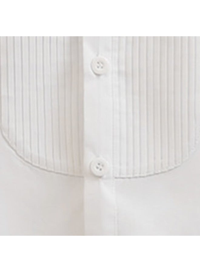 Luobobeibei Children's Shirt, Summer Boys' Korean-style Turn-down Collar Shirt, Fashionable Undershirt For Young Children, White-1, 120 - Image 3