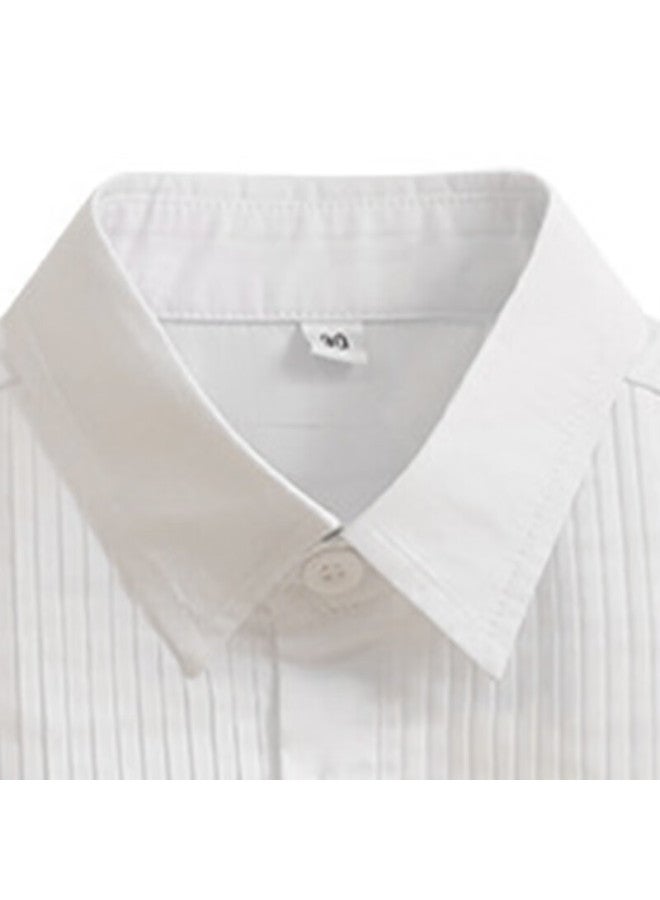 Luobobeibei Children's Shirt, Summer Boys' Korean-style Turn-down Collar Shirt, Fashionable Undershirt For Young Children, White-1, 120 - Image 2