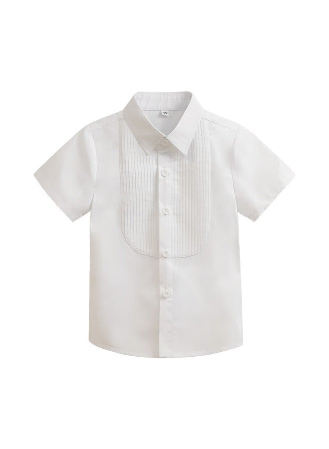 Luobobeibei Children's Shirt, Summer Boys' Korean-style Turn-down Collar Shirt, Fashionable Undershirt For Young Children, White-1, 120 - Image 1