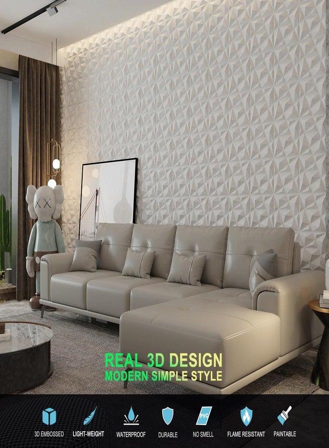 MIX3D 33 Pack 3D Wall Panels for Interior Decor, Modern Diamond Textured for Living Room Bedroom Hotel Office, 12''x12'' Cover 32 Sq. Ft (White) - Image 5