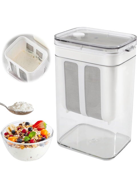 Valajogi Greek Yogurt Strainer 1100ml Multi Yoghurt Maker with Fine Mesh Bag Lid for Thick Yogurt Soybean Milk Kefir Berries Soup Fruit Juice CoffeeGreek Whey Separator Filtering Juice