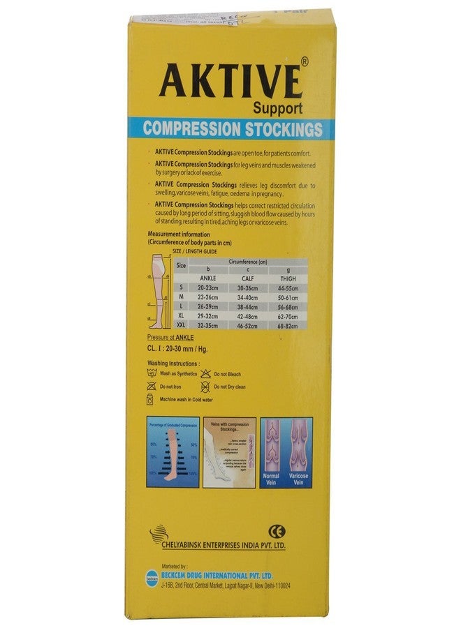 Aktive Support Varicose Vein Below Knee Stocking, L, Beige, 2 Piece - Image 2
