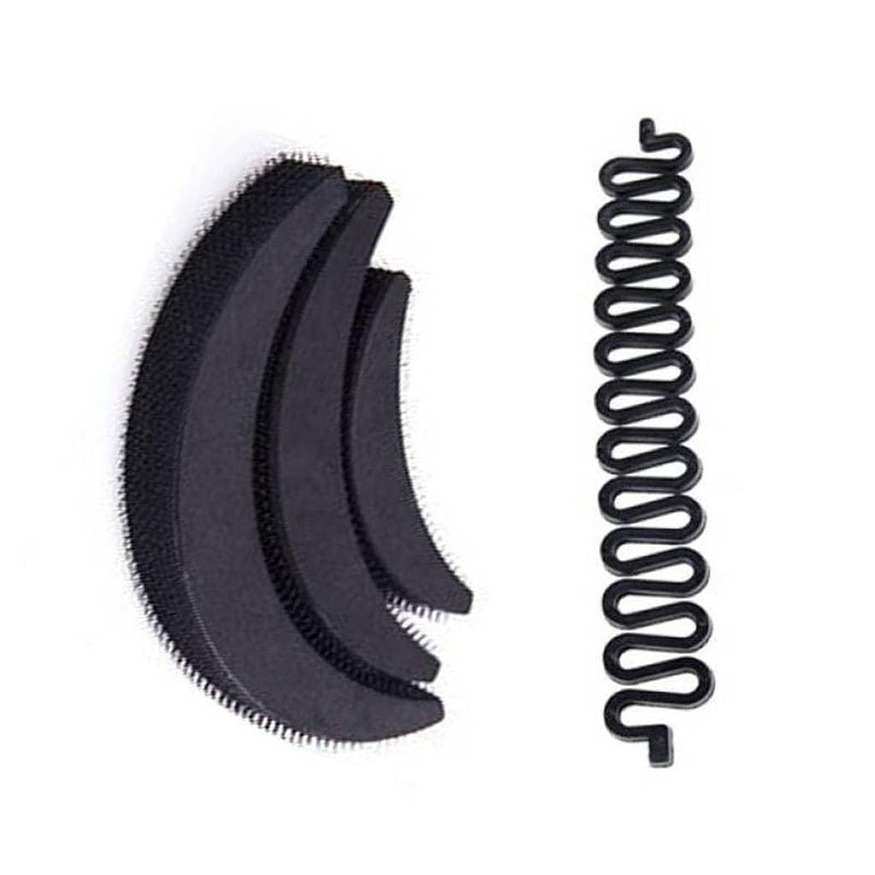 Generic Pranavi Collection Pack of 4 Combo of Hair Banana Puff Maker and Braid Tool Hair Accessory Set Black