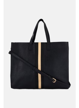 Moda Luxe Women Textured Tote Bag 30 H x 38 L x 13 W cm, Black  - Image 1