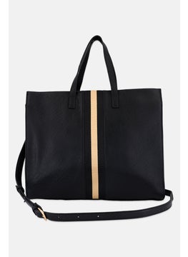Moda Luxe Women Textured Tote Bag 30 H x 38 L x 13 W cm, Black  - Image 2