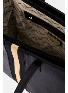 Moda Luxe Women Textured Tote Bag 30 H x 38 L x 13 W cm, Black  - Image 4