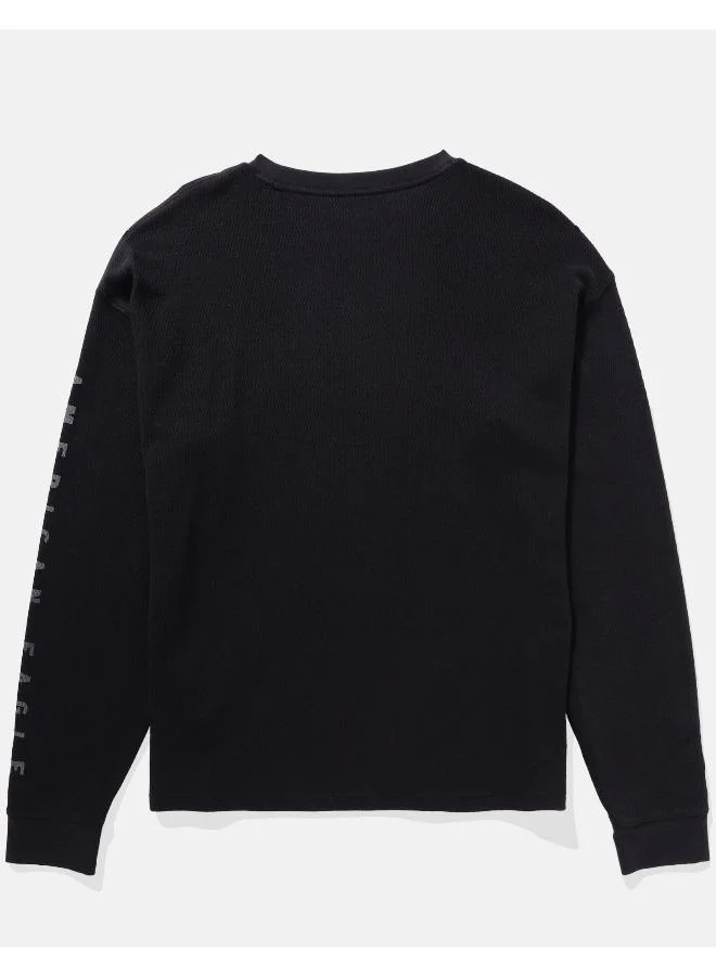 امريكان ايجل AE Oversized Long-Sleeve Elevated Logo Graphic Thermal T-Shirt