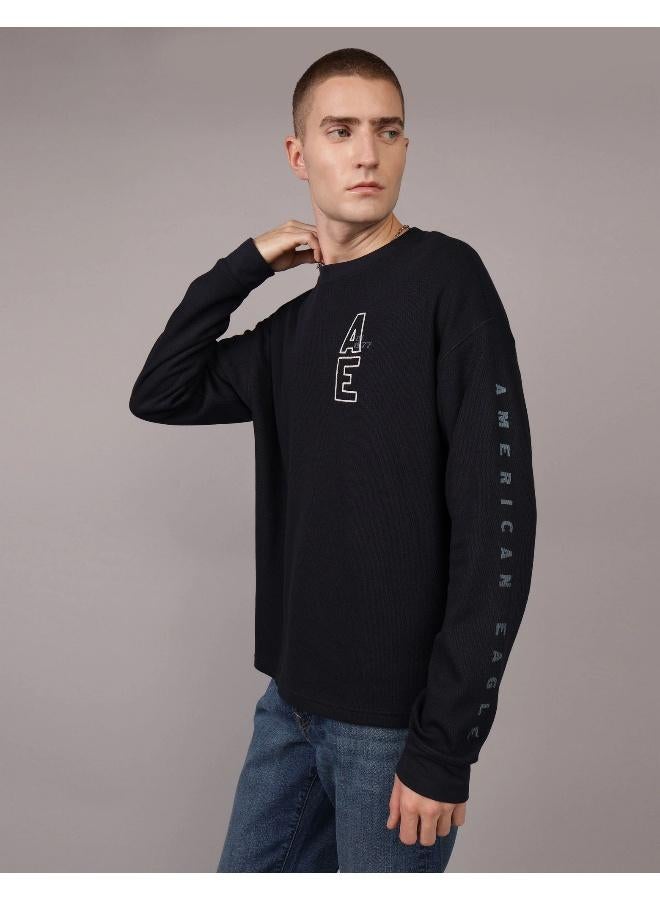 AE Oversized Long-Sleeve Elevated Logo Graphic Thermal T-Shirt