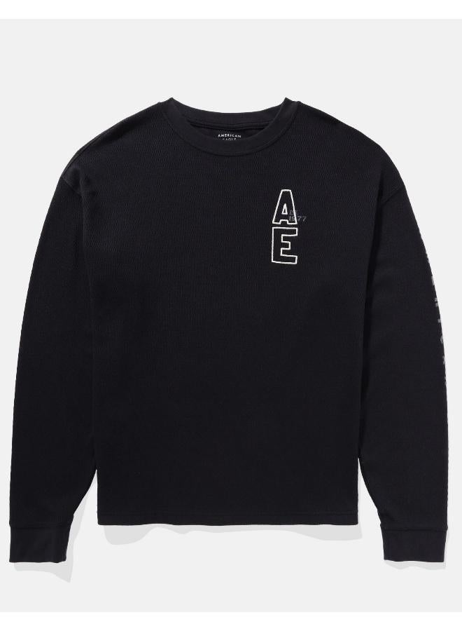 AE Oversized Long-Sleeve Elevated Logo Graphic Thermal T-Shirt