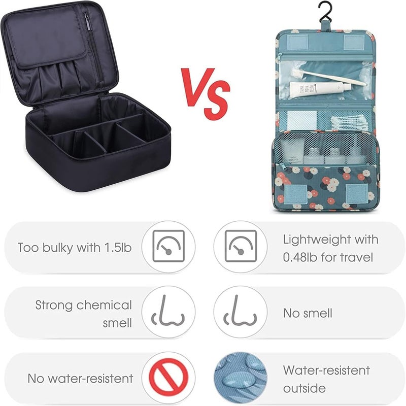 eWINNER Portable Hanging Toiletry Kit - Floral Travel Organizer Pouch with Hook - Image 5