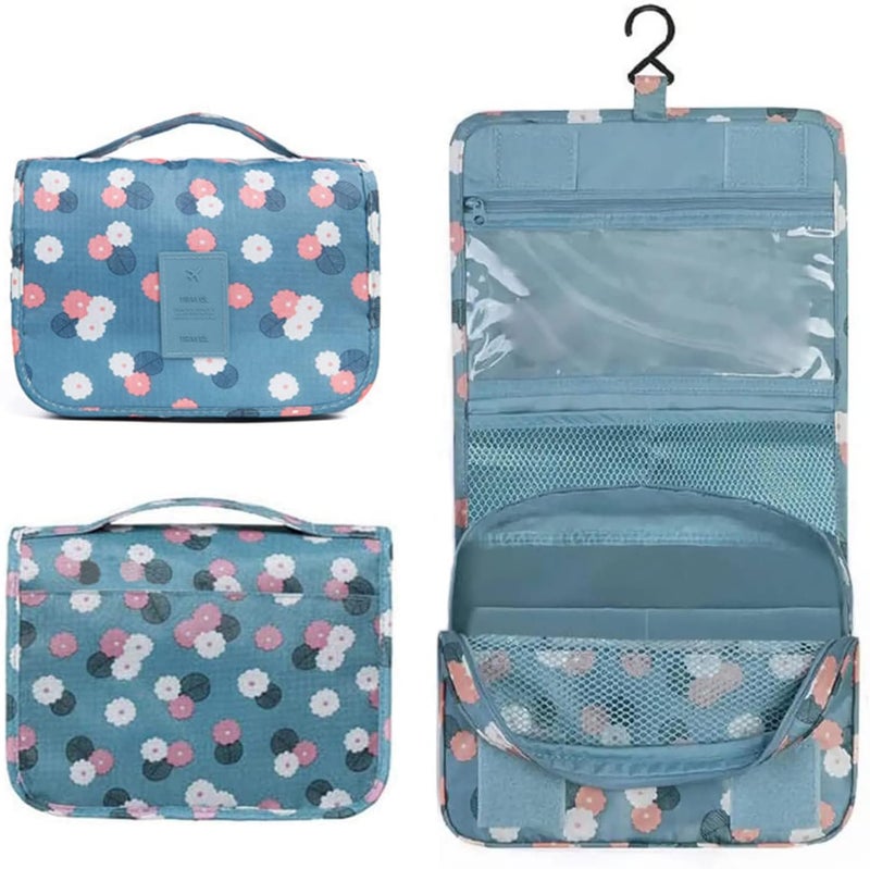 eWINNER Portable Hanging Toiletry Kit - Floral Travel Organizer Pouch with Hook - Image 1