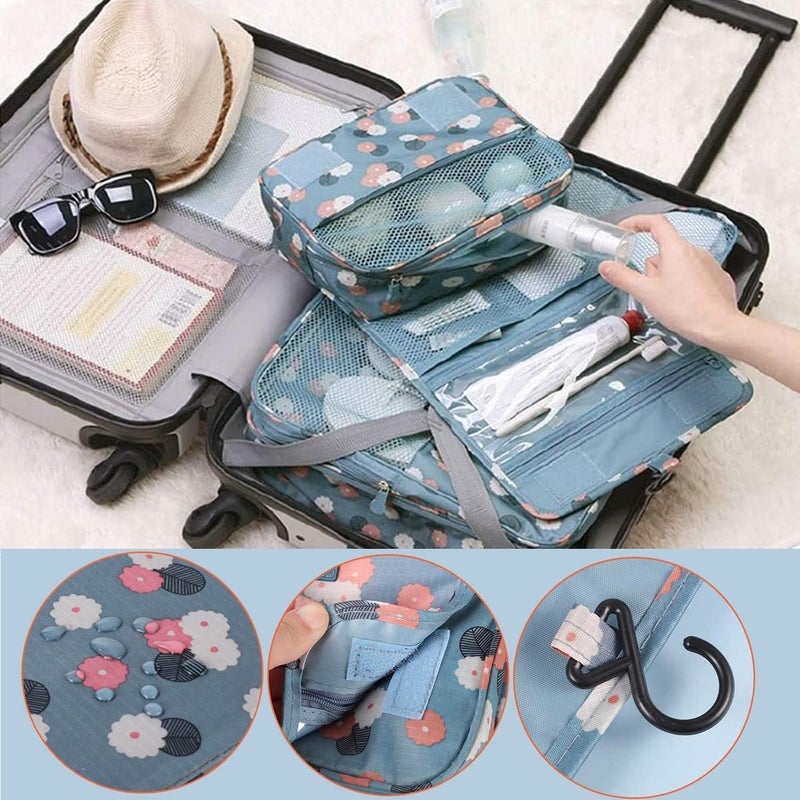 eWINNER Portable Hanging Toiletry Kit - Floral Travel Organizer Pouch with Hook - Image 4